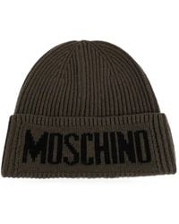 Moschino - Logo-Intarsia Ribbed-Knit Beanie Hat - Lyst
