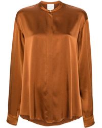 Forte Forte - Satijnen Blouse Met Bandkraag - Lyst