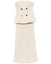 Self-Portrait - Double-Breasted Pleated Midi Dress - Lyst