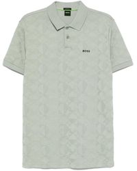 BOSS - Geometric-Pattern Polo Shirt - Lyst