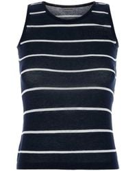 Balenciaga - Striped Logo-Embroidered Tank Top - Lyst