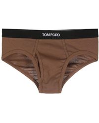 Tom Ford - Slip en coton stretch à taille logo - Lyst