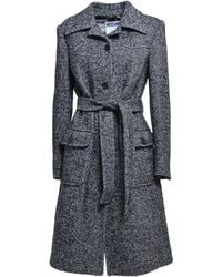 Moschino - Herringbone-Pattern Belted Coat - Lyst