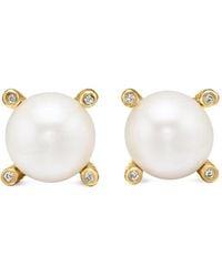 David Yurman - 18Kt Geelgouden Oorbellen Met Parel En Diamant (14Mm) - Lyst