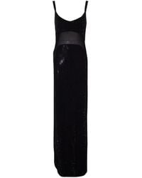 Twentyfourhaitch - Rhinestone Sheer-Detail Maxi Dress - Lyst