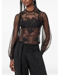 AllSaints - Blouse Cesca À Fleurs Brodées - Lyst