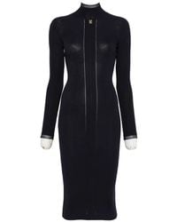 Elisabetta Franchi - Ribbed-Knit High-Neck Midi Dress - Lyst