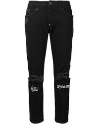 Philipp Plein - Distressed Cropped Jeans - Lyst