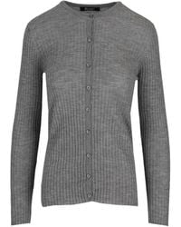 LA ROSE - Ribbed-Knit Round-Neck Cardigan - Lyst