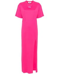 MSGM - Logo-Print Cotton T-Shirt Dress - Lyst