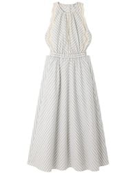 Sandro - Vestido Midi A Rayas Con Ribete De Encaje - Lyst