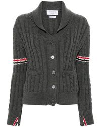 Thom Browne - Rwb-Stripe Cable-Knit Cardigan - Lyst