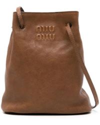 Miu Miu - Mini Logo-Embossed Bucket Bag - Lyst
