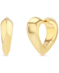 Lizzie Mandler - 18Ct Heart Huggie Earrings - Lyst