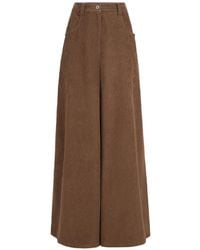 Brunello Cucinelli - Stretch Cotton And Cashmere Corduroy Five-Pocket Maxi Trousers With Monili - Lyst