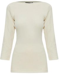 Fabiana Filippi - Three-Quarter Sleeve Boat-Neck Top - Lyst