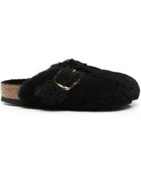 Birkenstock - Boston Shearling Buckle Mules - Lyst
