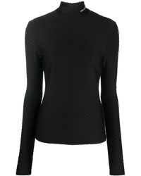 Karl Lagerfeld - Logo-embroidered Textured Long-sleeved Top - Lyst