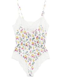 Dolce & Gabbana - Floral-Print Lace-Trim Playsuit - Lyst