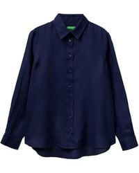 Benetton - Chemise Boutonnée À Manches Longues - Lyst