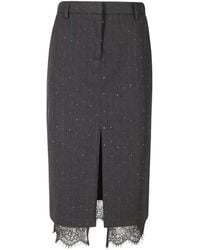 ERMANNO FIRENZE - Pinstripe Sequin-Embellished Midi Skirt - Lyst