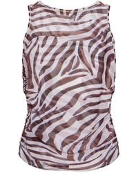 Bondeye - Mesh Top Met Zebra-Print - Lyst