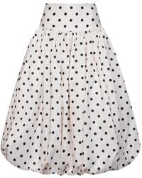 Self-Portrait - Cream Polka Dot Taffeta Midi Skirt - Lyst