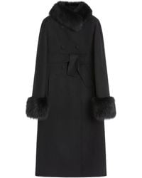 Valentino Garavani - Faux Fur-Trimmed Double-Breasted Coat - Lyst