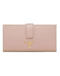 Prada - Large Logo Leather Wallet - Lyst