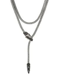John Hardy - 18Kt And Sterling Naga Lariat Diamonds And Sapphires Necklace - Lyst