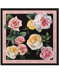 Dolce & Gabbana - Rose And Peony- Silk Twill Foulard (90X90) - Lyst