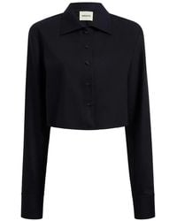 KHAITE - Collared Cropped Blouse - Lyst