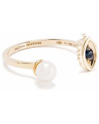 Delfina Delettrez - 9Kt Micro-Eye Piercing Sapphire And Pearl Ring - Lyst