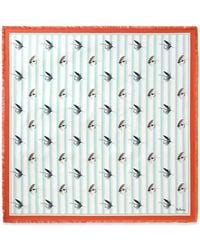 Mulberry - Feather-Print Frayed Scarf - Lyst