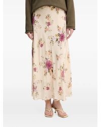 Benetton - Floral-Print Flared Midi Skirt - Lyst