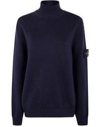 Stone Island - Cotton Elastomultiester T-Neck Pull Over - Lyst