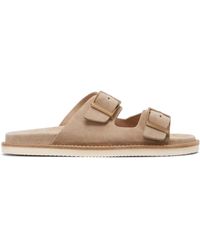 Brunello Cucinelli - Two-Strap Suede Sandals - Lyst