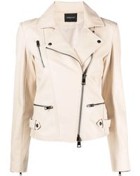 Simonetta Ravizza - Zip-Up Leather Biker Jacket - Lyst