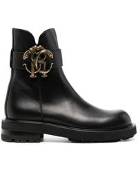 Roberto Cavalli - Logo-plaque Leather Boots - Lyst