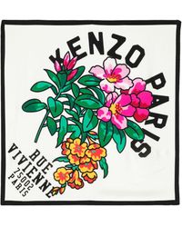 KENZO - Logo-print Silk Scarf - Lyst