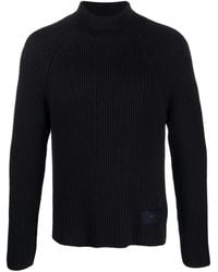 Ami Paris - Gerippter Pullover Mit Logo-Patch - Lyst