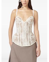 GIUSEPPE DI MORABITO - Lace-Overlay Panelled Corset Top - Lyst