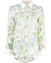 Thom Browne - Floral-Print Silk Shirt - Lyst