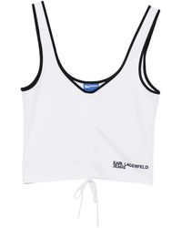 KARL LAGERFELD - V-Neck Ruched Tank Top - Lyst