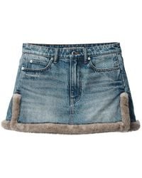 Alexander Wang - Denim Mini-Rok Met Afwerking Van Imitatieleer - Lyst