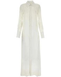 Ami Paris - Chalk Crepe Shirt Dress - Lyst
