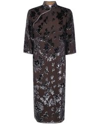 Pierre Louis Mascia - Floral-Devoré Silk-Blend Midi Dress - Lyst