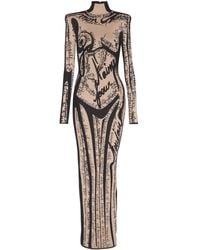 Balmain - Robe Longue En Coton À Logo Brodé - Lyst