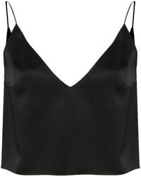 Saint Laurent - Camisole cropped in raso - Lyst