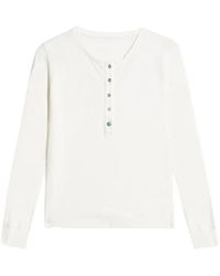 Fortela - T-Shirt Coralie Boutonné À Manches Longues - Lyst